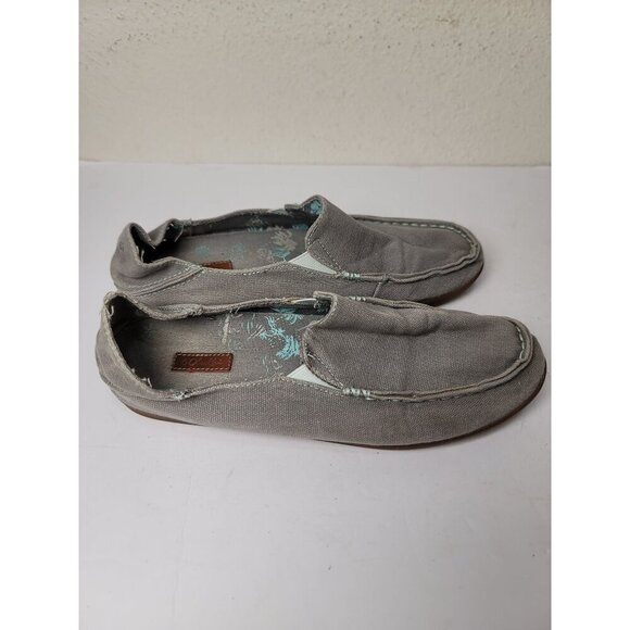 Olukai Women's Slip on Relaxed Fit Gray Canvas Loafers Size 9 - Picture 3 of 9